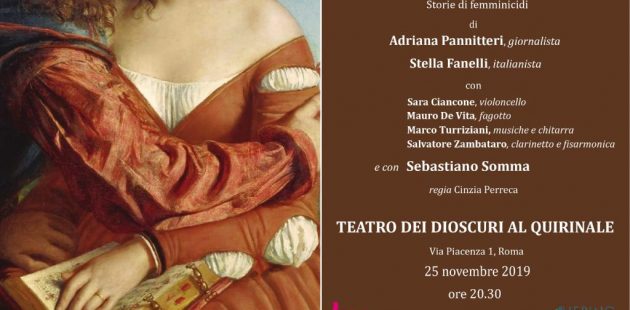 Il filo rosso, il femminicidio in un racconto spettacolo al Teatro dei Dioscuri al Quirinale organizzato da Adriana Pannitteri